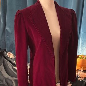 Vintage J. Ashford Burgundy Velour Blazer | Size 7 | 80’s Structured Jacket